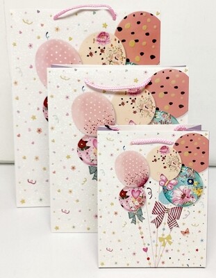 Balloons with Bow Tie Glitter Large Gift Bag PK3 (R17.50 Each)