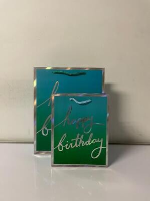 Happy Birthday Silver Boarders Green Large Gift Bag PK3 (R17.50 Each)