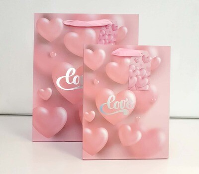 Love On Heart Peach Large Gift Bag PK3 (R25 Each)