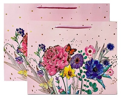 Flowers &amp; Butterfly Pink Rectangular Medium PK3 (R15.50 Each)