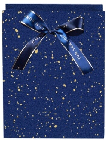 Gold Flakes with Ribbon Navy Blue Large Gift Bag PK3 (R27.50 Each)