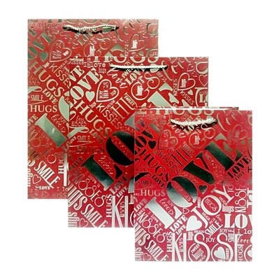 LOVE JOY Red Small Gift Bag PK3 (R10.50 Each)