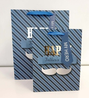 My Hero Happy Fathers Day Blue Diagonal Lines Small Gift Bag PK3 (R13.50 Each)