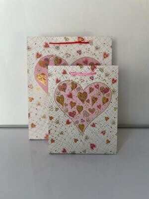 Pink Big Heart Small Gift Bag PK3 (R10.50 Each)