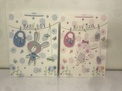 Pop up Bunny Baby Boy Small Gift Bag PK3 (R10.50 Each)