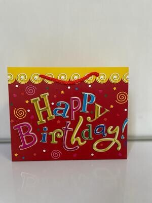 Happy Birthday Red Small Rectangular Gift Bag PK3 (R10.50 Each)