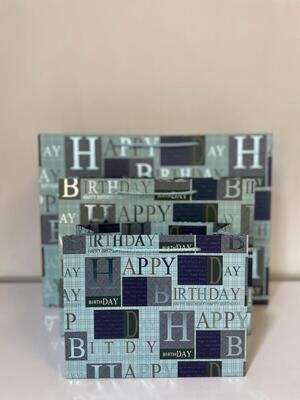 Happy Birthday Turquoise Rectangular Small Gift Bag PK3 (R10.50 Each)