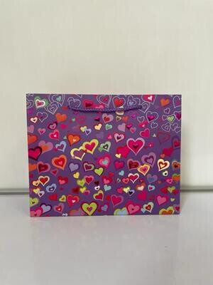 Hearts Purple Small Rectangular Gift Bag PK3 (R10.50 Each)