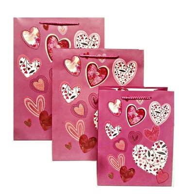 Hearts Assorted Small Gift Bag PK3 (R10.50 Each)