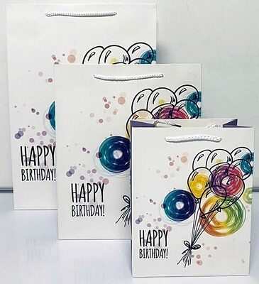 Happy Birthday Balloons Swirl Gift Bag Medium PK3 (R12.50 Each)