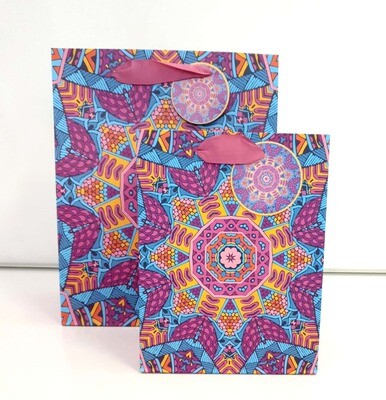 Mandala Art Purple Medium Gift Bag PK3 (R17.50 Each)