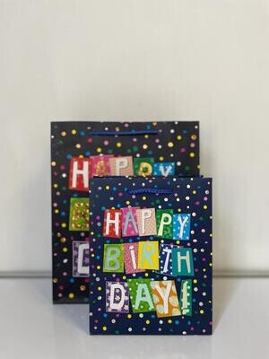 Happy Birthday Dots Blue Medium Gift Bag PK3 (R15.50 Each)