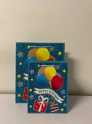 Happy Birthday Glitter Blue Medium Gift Bag PK3 (R15.50 Each)