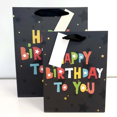 Happy Birthday To You Black Medium Gift Bag PK3 (R20 Each)