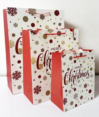 Merry Christmas Red Medium Gift Bag PK3 (R12.50 Each)
