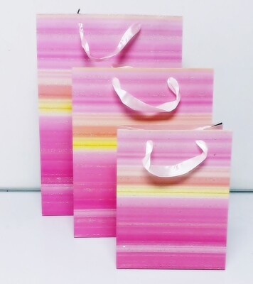 Pink Stripes Glitter Medium Gift Bag PK3 (R12.50 Each)
