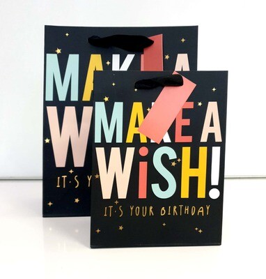Make A Wish It&#39;s Your Birthday Black Small Gift Bag PK3 (R15 Each)