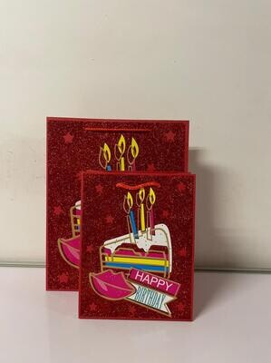 Happy Birthday Glitter Red Small Gift Bag PK3 (R10.50 Each)