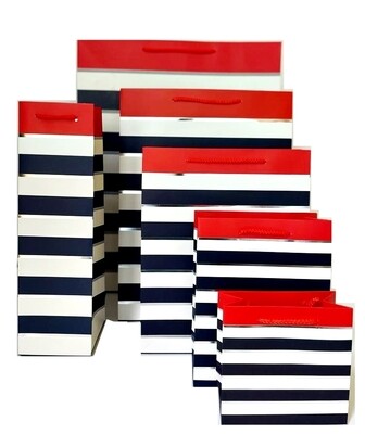 Striped men&#39;s Silver &amp; White Extra Small Gift Bag PK3 (R8.50 Each)