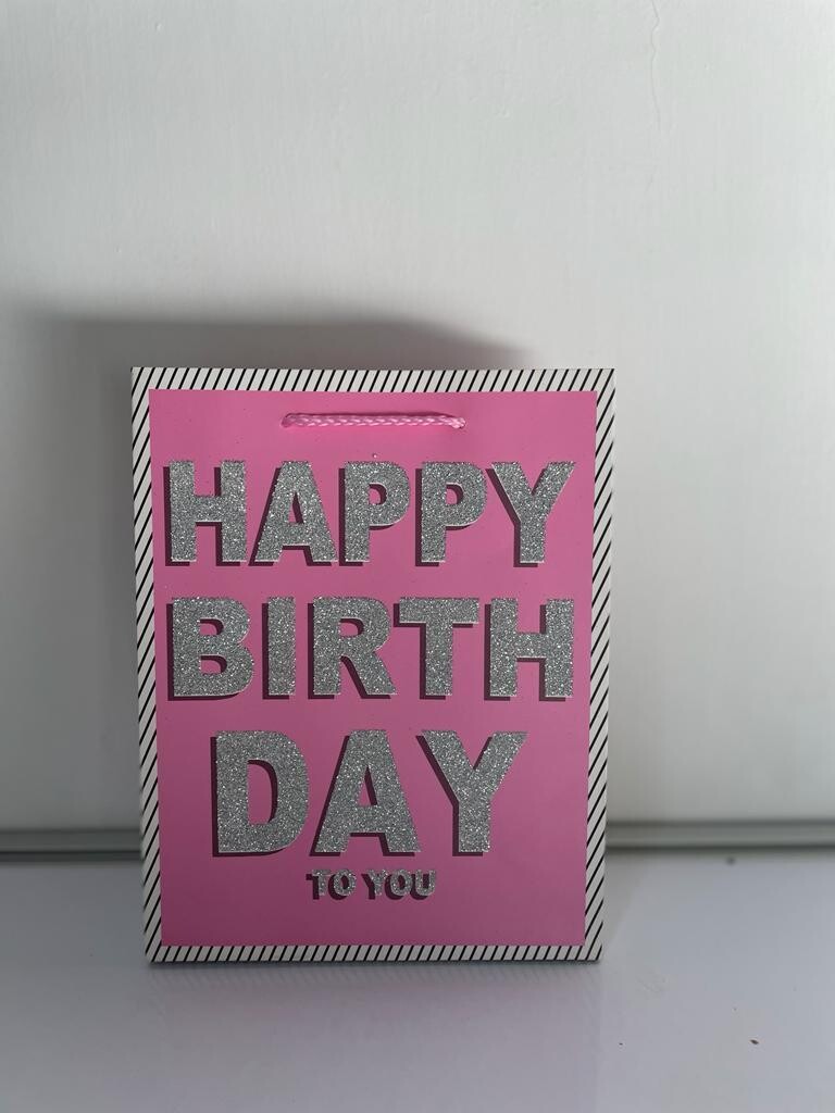 Happy Birthday To You Pink Small Gift Bag PK3 (R10.50 Each)