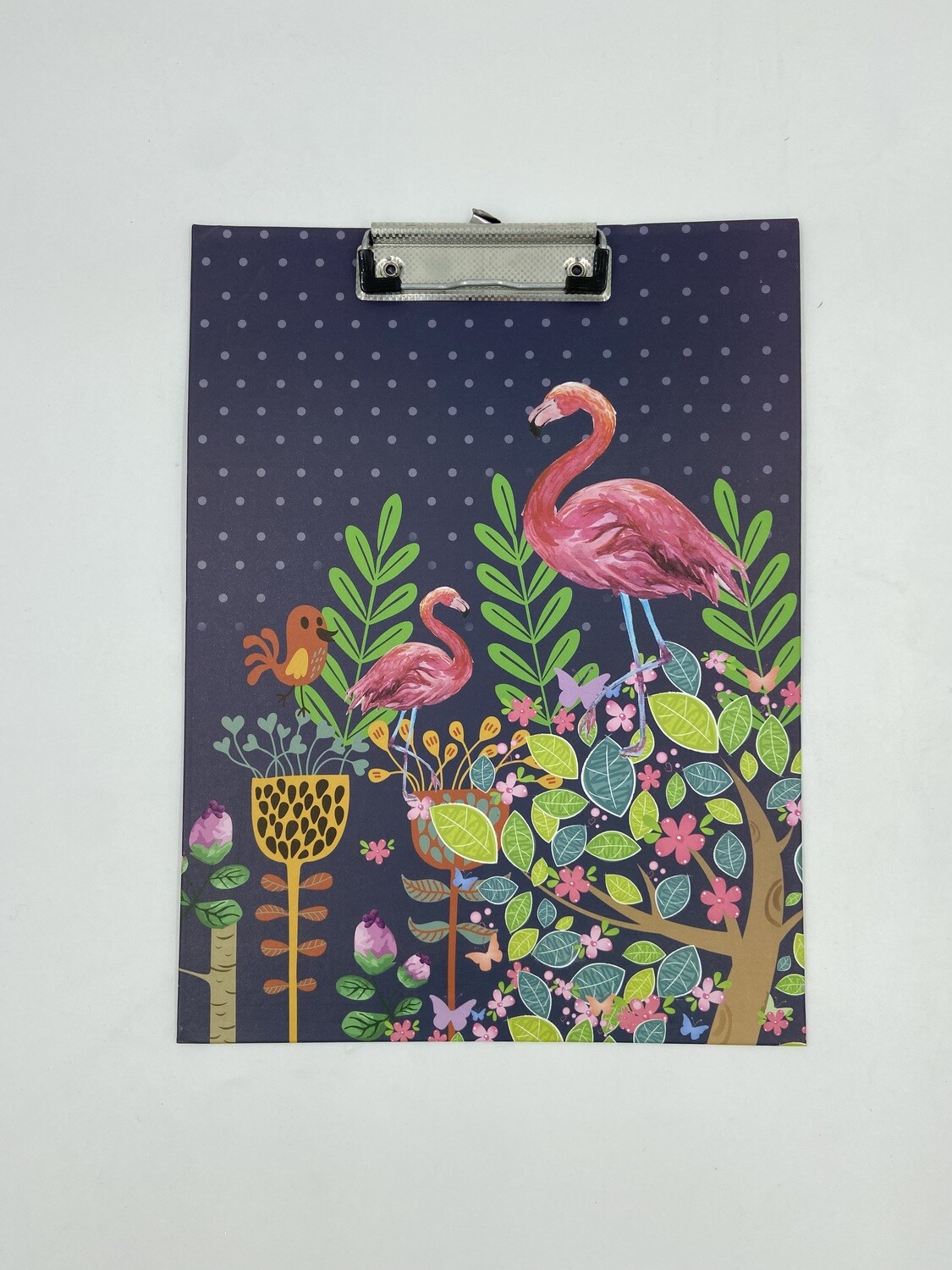 Two flamingos Dots background Clipboard
