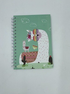 A5 Note Book Llama with Glasses Green