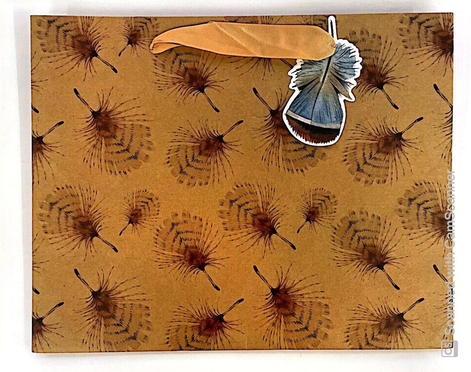 Semiplune Feathers Khaki Small Rectangular Gift Bag PK3 (R15 Each)