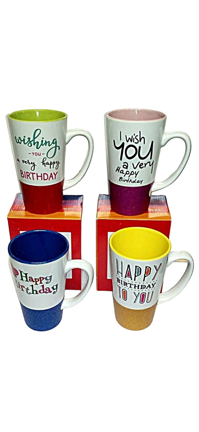 Happy Birthday Glitter Mugs (Set of 4) R50 each