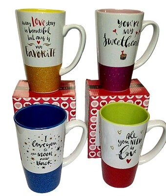 Love Cone Glitter Mug (Set 0f 4) R55 each.