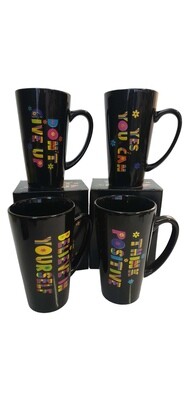 Blk Cone Saying Mug (Set of 4) R55 each