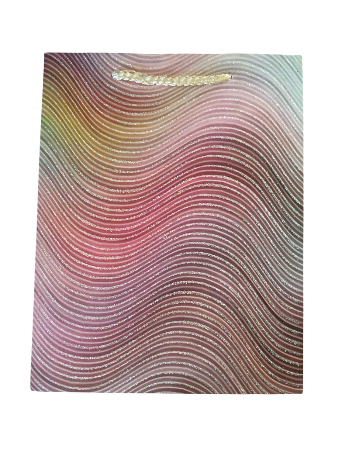 Wavy Glitter Peach Gift Bag Large PK3 (R15 Each)