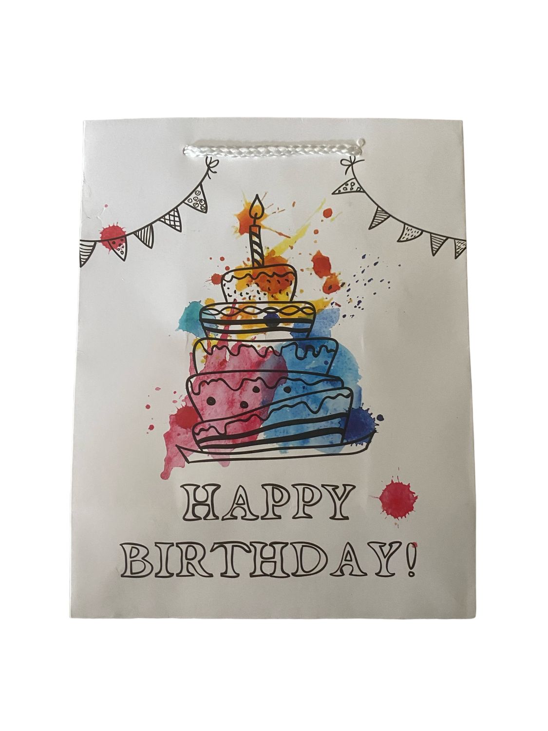 Happy Birthday Cake Splash Gift Bag Large PK3 (R15 Each)