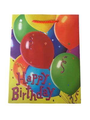 Happy Birthday Balloons Yellow Large Gift Bag PK3 (R19 Each)  1073