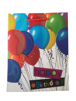 Happy Birthday Balloons White Large Gift Bag PK3 (R19 Each)  1073