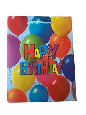 Happy Birthday Balloons Blue Large Gift Bag PK3 (R19 Each)  1073