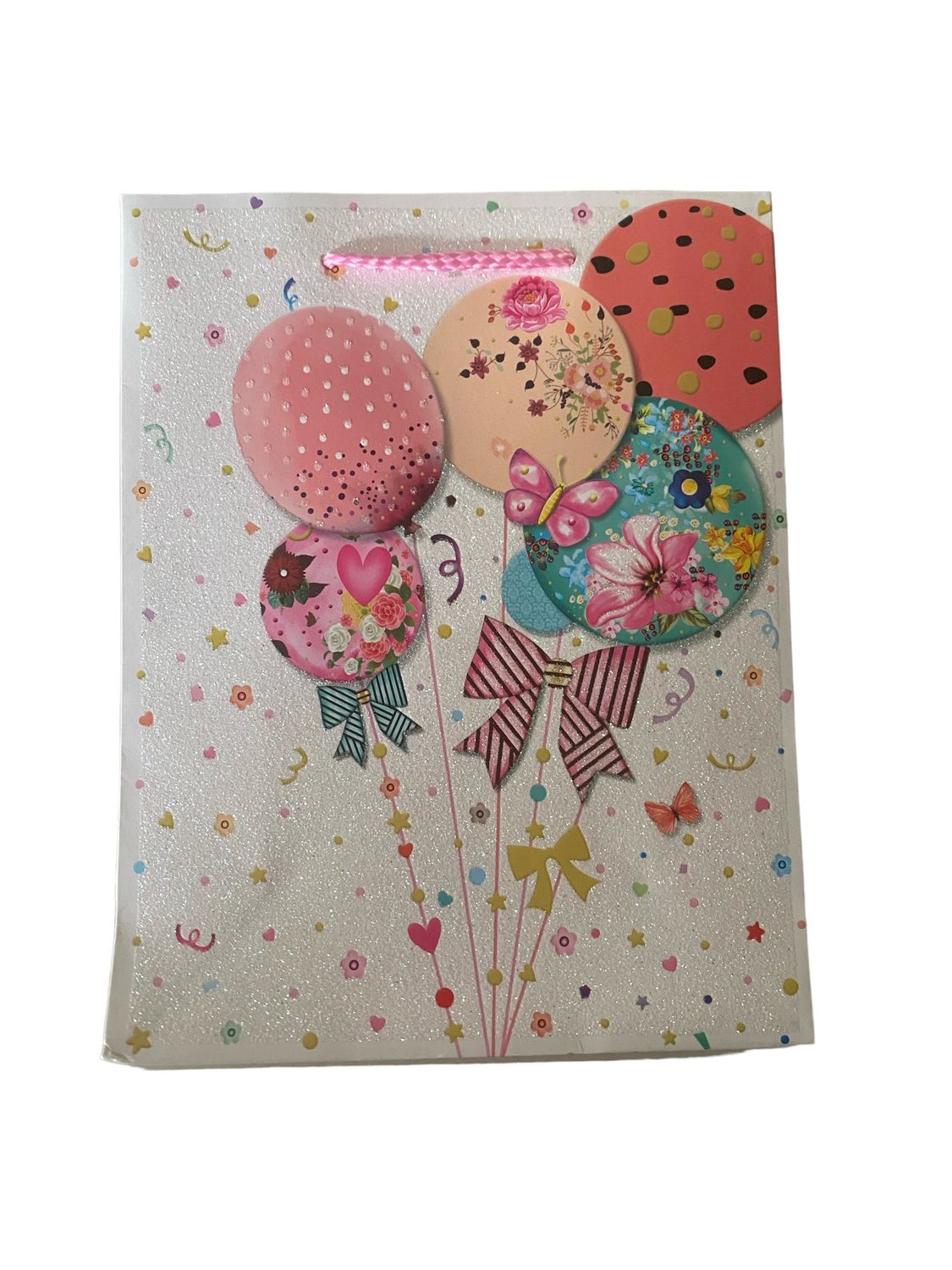 Balloons with Bow Tie Glitter Large Gift Bag PK3 (R17.50 Each)