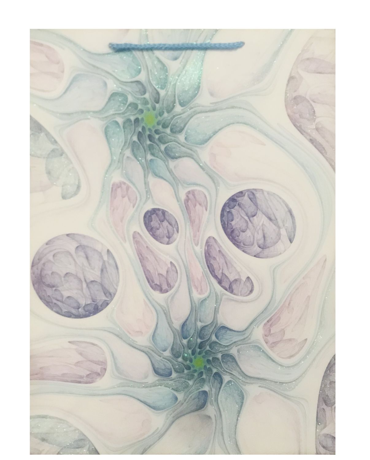 Flower Art Blue Glitter Large Gift Bag PK3 (R19.50 Each)