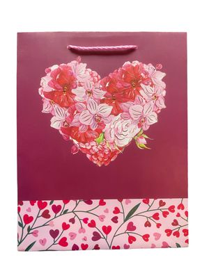 Floral Heart Large Gift Bag PK3 (R19.50 Each)