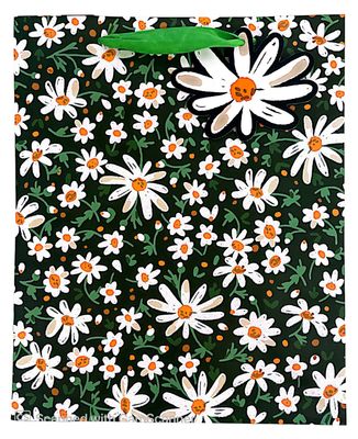 Flowers Dark Green Medium Gift Bag PK3 (R20 Each)