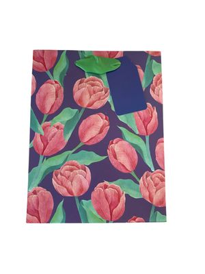 Flowers Dark Blue Large Gift Bag PK3 (R25 Each)