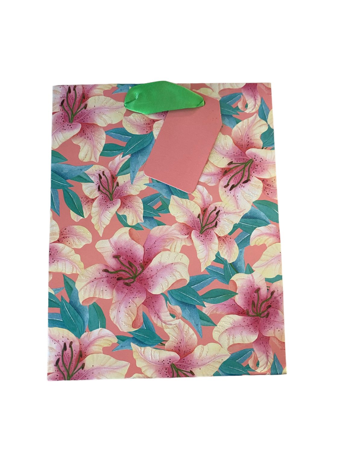 Flowers Peach Medium Gift Bag PK3 (R20 Each)