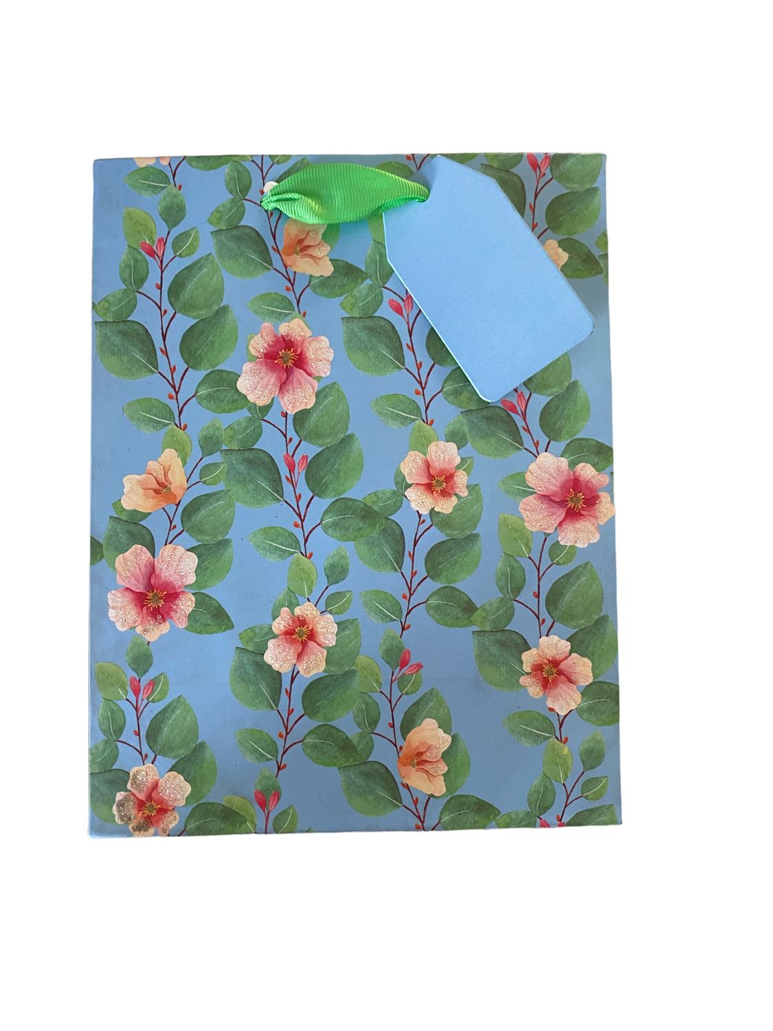 Flowers Blue Medium Gift Bag PK3 (R20 Each)