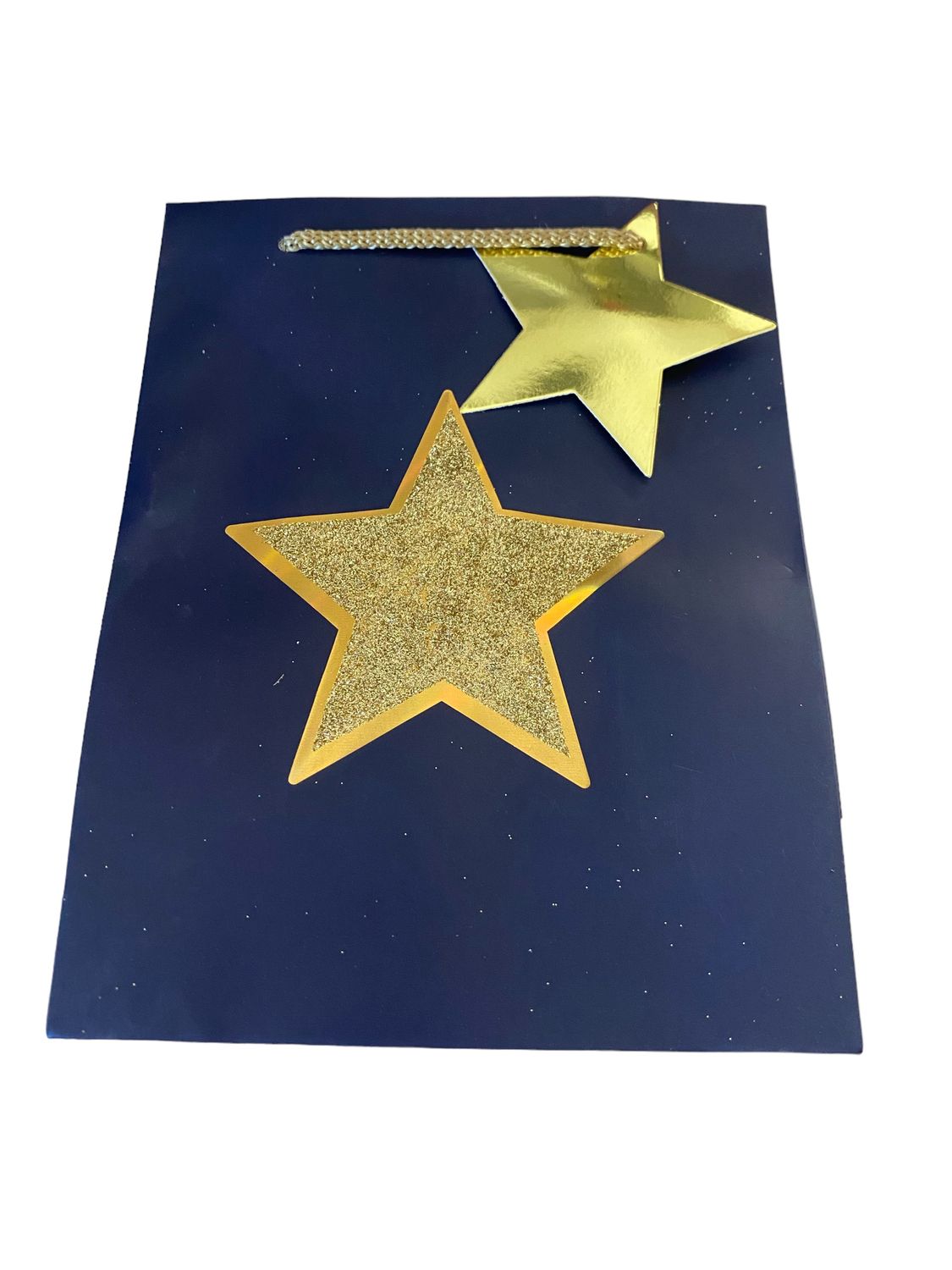 Large Gold Glitter Star Navy Blue Small Gift Bag PK3 (R15 Each)