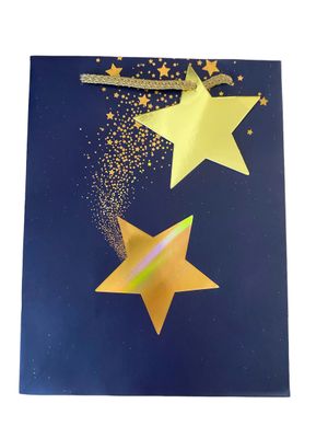 Large Gold Star Navy Blue Medium Gift Bag PK3 (R20 Each)