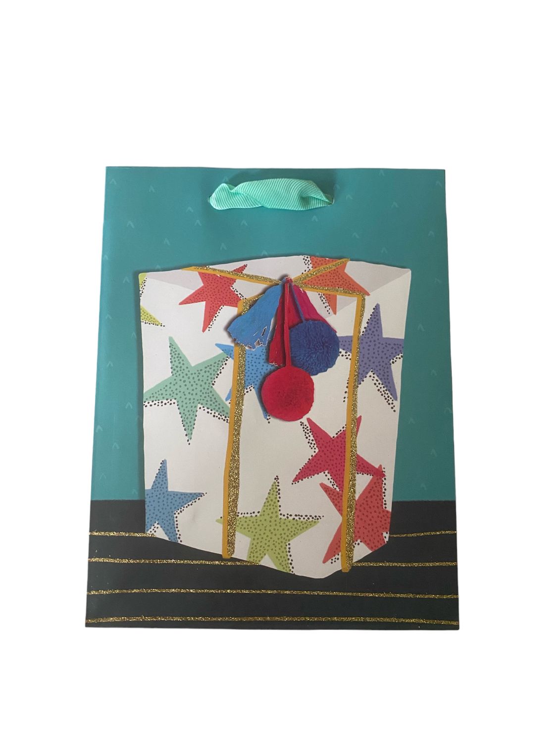 Present With Gold Glitter Large Gift Bag PK3 (R25 Each)