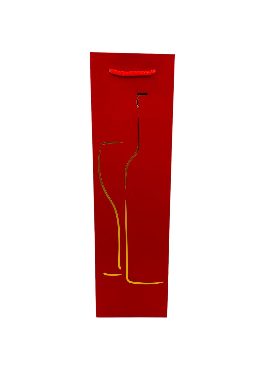 Bottle and Glass Gold Outline Red Wine Bag PK3 (R10.50 Each)