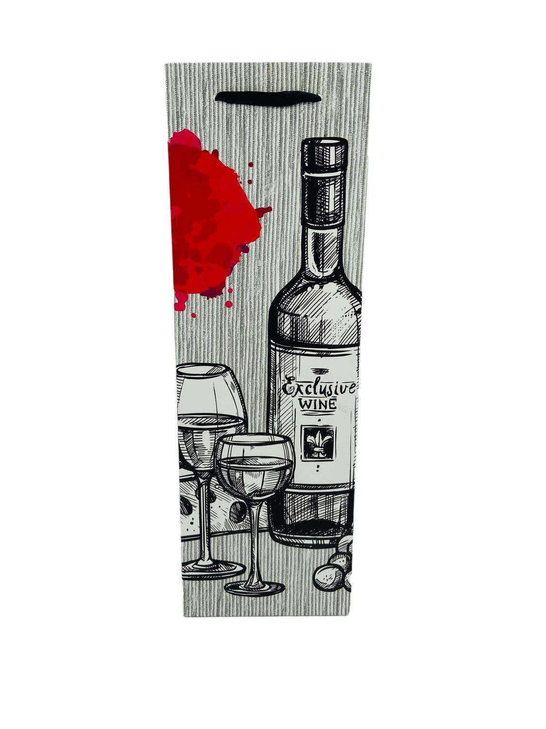 Grey Stripe with Red Bottle Wine bag PK3 (R10.50)