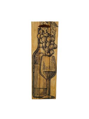 Wine Glass with Grapes Wood wine Bag PK3 (R10.50 Each)