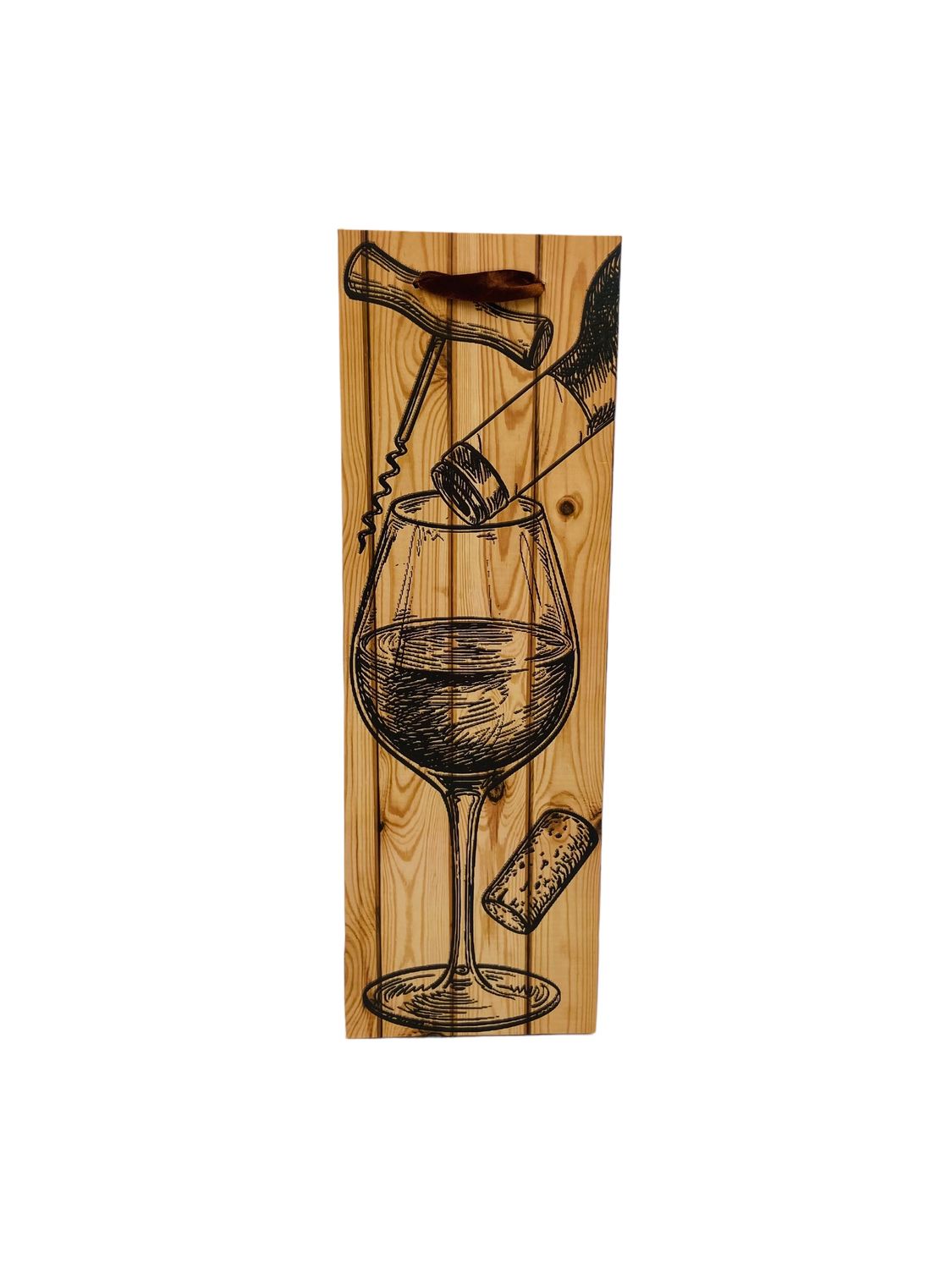 Wine Glass with Cock Screw Wood wine Bag PK3 (R10.50 Each)