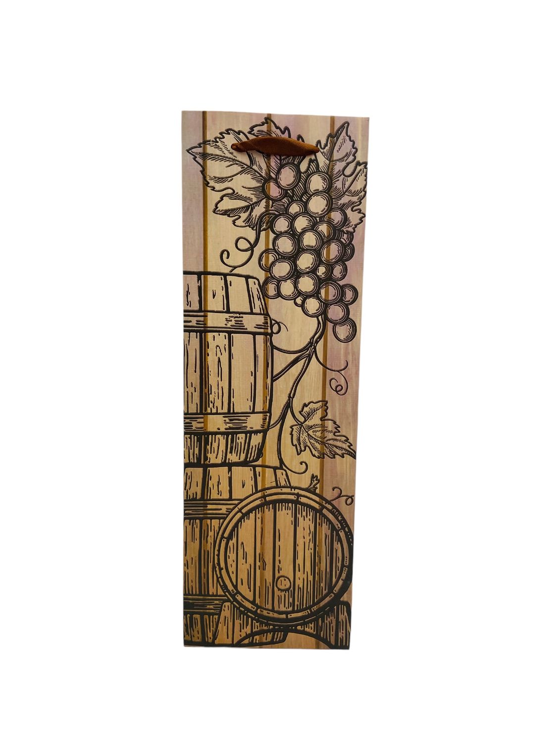 Wine Barrels With Grapes Wood wine Bag PK3 (R10.50 Each)